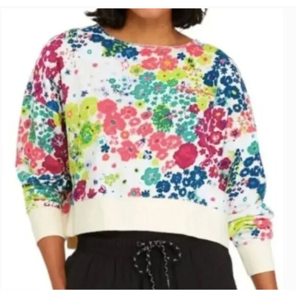 Champion Campus Print Sweatshirt White Multicolor Floral French Terry Size XL - Picture 1 of 6